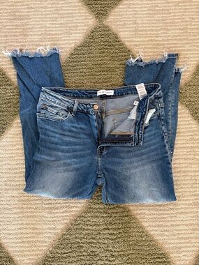 Flying Monkey Blue Frayed Hem Ankle Crop Jeans